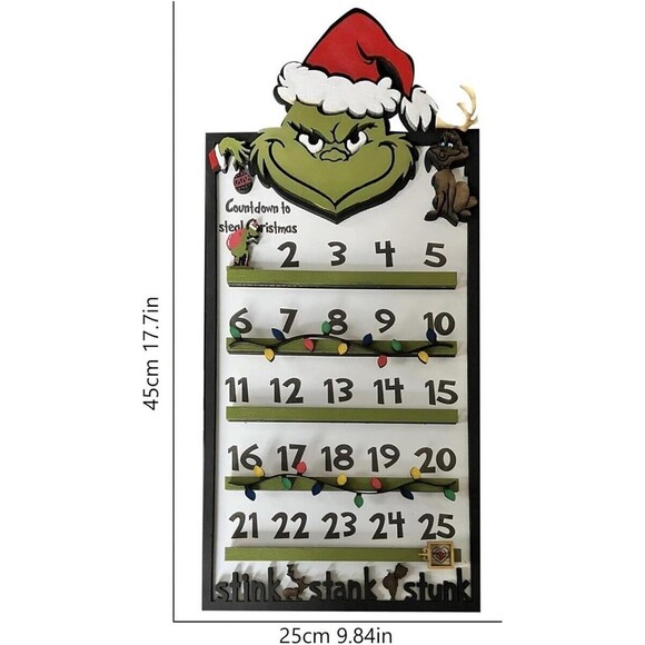 DR. Seuss Christmas Grinch Countdown Calendar Large Christmas Decor Holiday NIB - Picture 5 of 6